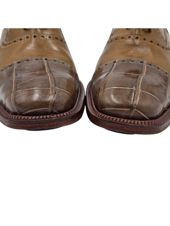 Vintage Alligator Mens 11M Taupe Brown David Eden Exotic Leather Dress Shoes main image 5